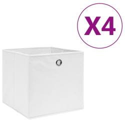 Bo&icirc;tes de rangement 4 pcs Tissu intiss&eacute; 28x28x28 cm Blanc