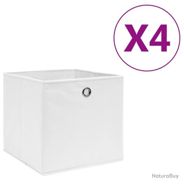 Bo�tes de rangement 4 pcs Tissu intiss� 28x28x28 cm Blanc