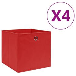 Bo&icirc;tes de rangement 4 pcs Tissu intiss&eacute; 28x28x28 cm Rouge