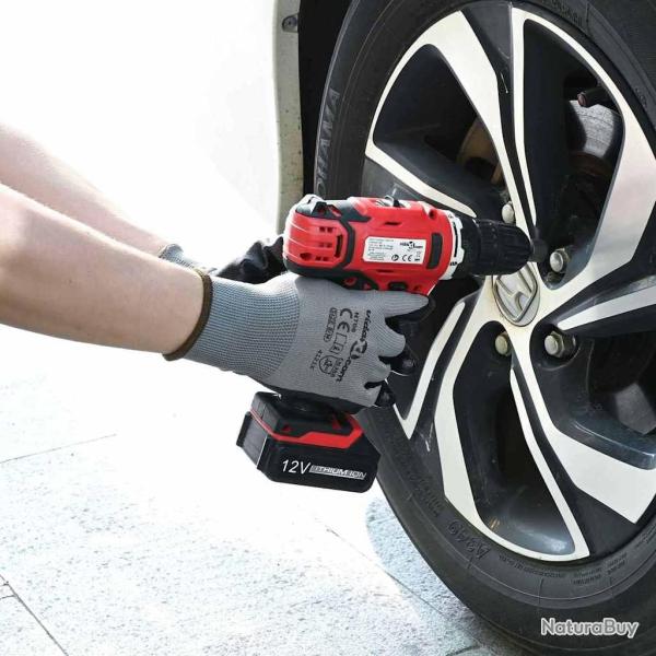 Gants de Travail 24 pcs Gris et Noir 7 / S Polyester