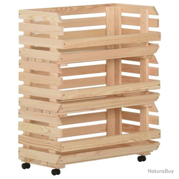 Chariot � l�gumes 77x30x80 cm Bois de pin solide