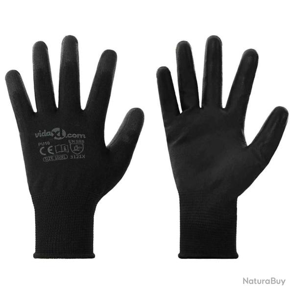Gants de Travail 24 pcs Noir 10 / xl Polyester