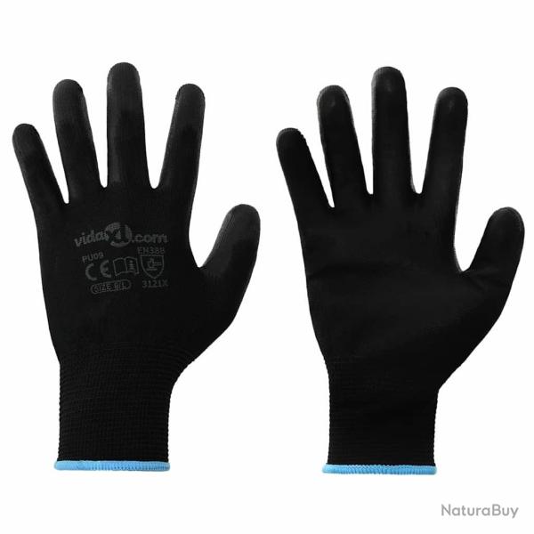 Gants de Travail 24 pcs Noir 9 / l Polyester