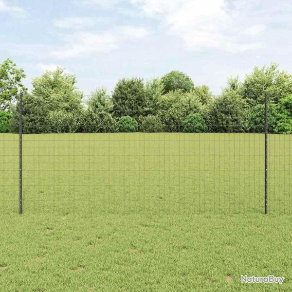 Cl�ture avec poteau Gris 1,2 x 10 m Acier et PVC