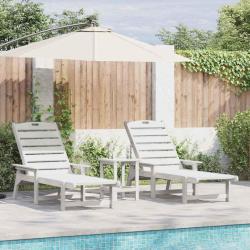 Transat 2 pcs Blanc 195,5 x 53 x 98,5 cm Poly&eacute;thyl&egrave;ne