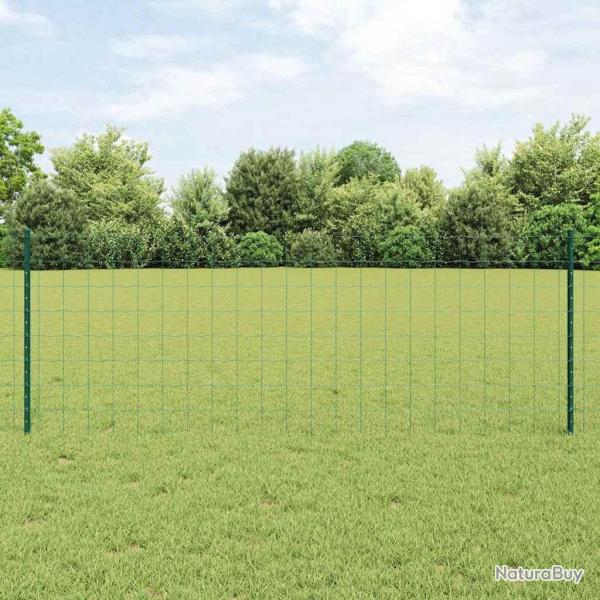 Cl�ture avec poteau Vert 0,8 x 10 m Acier