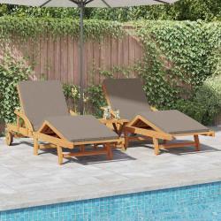 Transat 3 pcs Taupe Bois d'Acacia Massif
