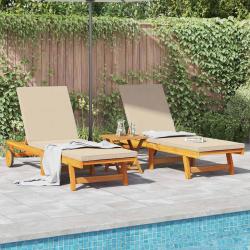 Transat 2-personne 2 pcs Marron Bois d'Acacia Massif