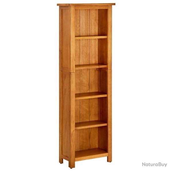 Biblioth�que � 5 �tag�res 45x22x140 cm Bois de ch�ne massif