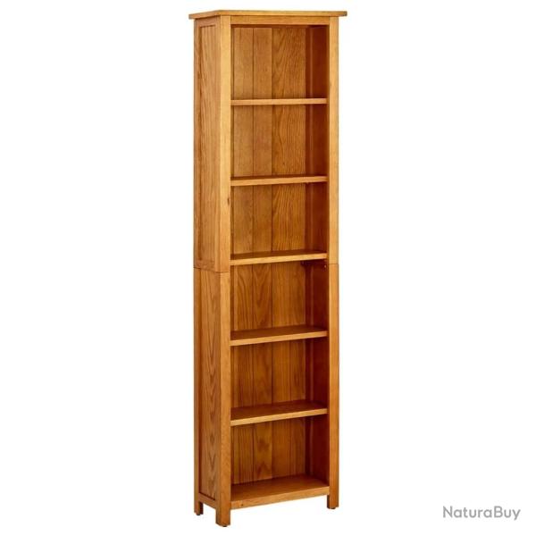 Biblioth�que � 6 niveaux 52x22x180 cm Bois de ch�ne massif