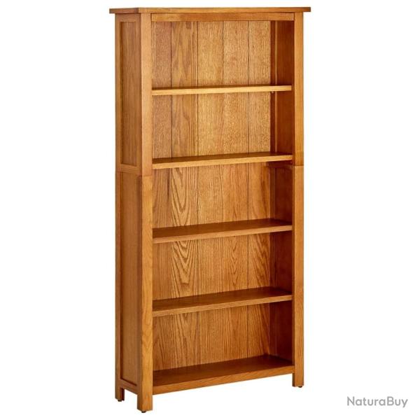 Biblioth�que � 5 �tag�res 70x22x140 cm Bois de ch�ne massif