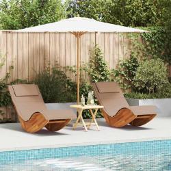 Transat avec coussin 2 pcs Marron Bois d'Acacia Massif