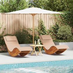 Transat avec coussin 2 pcs Marron Bois d'Acacia Massif