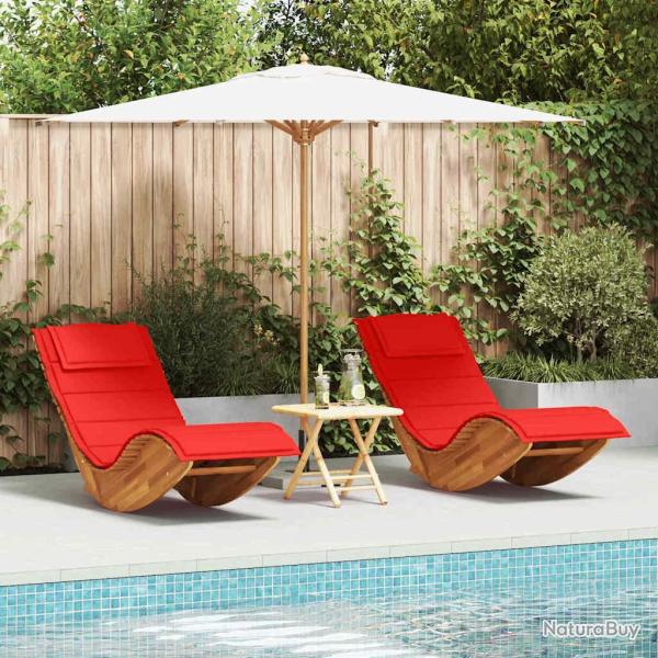Transat avec coussin 2 pcs Marron Bois d'Acacia Massif