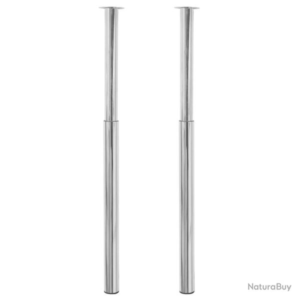 Pieds de table t�lescopique 2 pcs Chrome 710 mm - 1100 mm