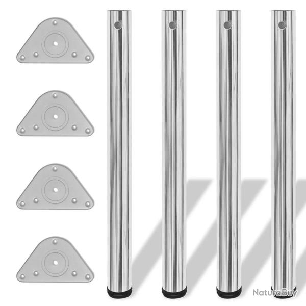 4 pieds de table r�glables en hauteur 710 mm Chrom�