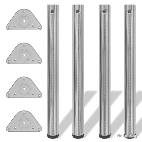 4 pieds de table r�glables en hauteur 710 mm Nickel bross�