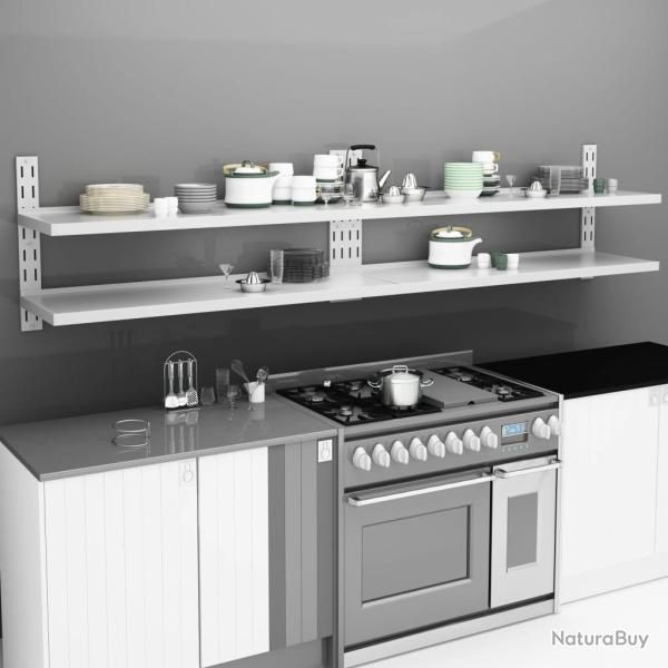 �tag�res murales flottantes � 2 niveaux 2 pcs Inox 300x30 cm