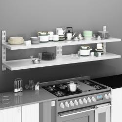 &Eacute;tag&egrave;res murales flottantes &agrave; 2 niveaux 2 pcs Inox 200x30 cm