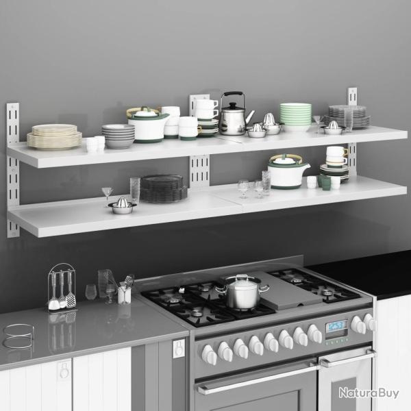 �tag�res murales flottantes � 2 niveaux 2 pcs Inox 200x30 cm