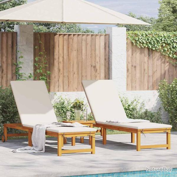 Transat 2 pcs Marron 202 x 53 x 89 cm Bois d'Acacia Massif