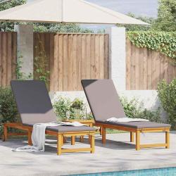 Transat 2 pcs Marron 202 x 53 x 89 cm Bois d'Acacia Massif