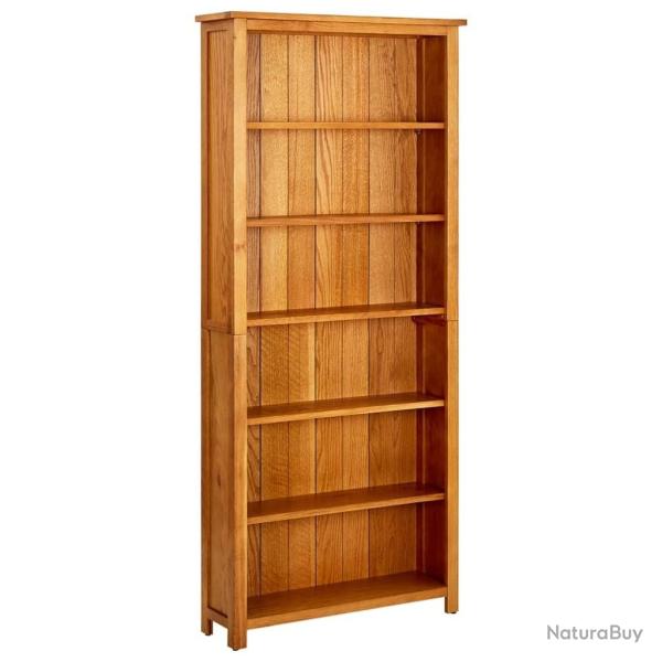 Biblioth�que � 6 �tag�res 80x22,5x180 cm Bois de ch�ne massif