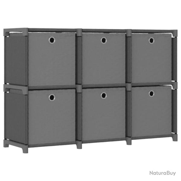 �tag�re d'affichage 6 cubes et bo�tes Gris 103x30x72,5 cm Tissu
