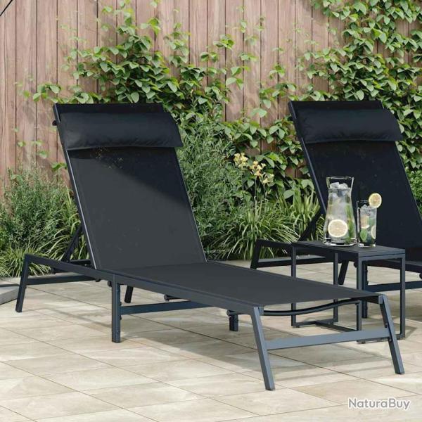 Chaise longue Noir et anthracite 197 x 54 x 86 cm Acier