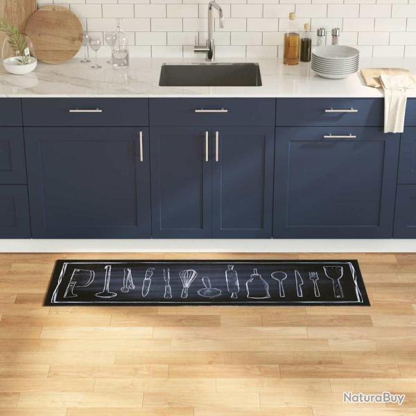 Tapis de Cuisine Noir 150 x 45 cm Velours