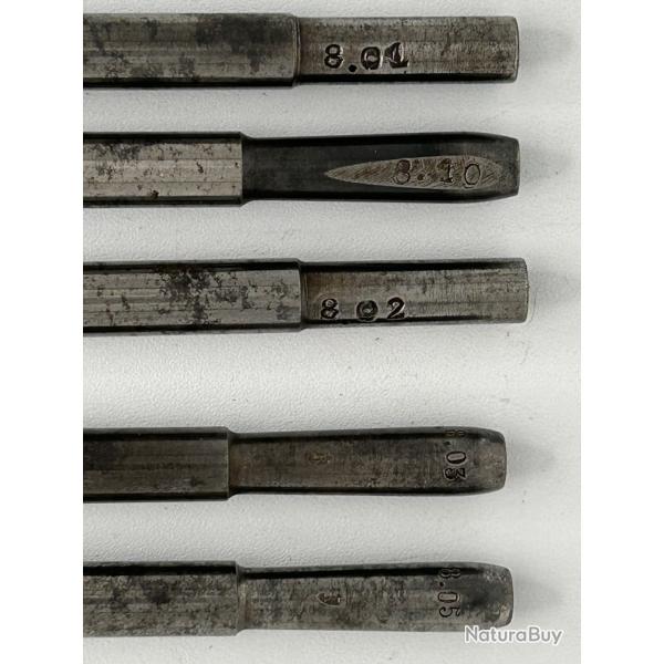 FRANCE 1er GM- LOT DE VERIFICATEURS DE CANONS 8mm POUR FUSIL LEBEL 1886/93 et SYSTEME BERTHIER