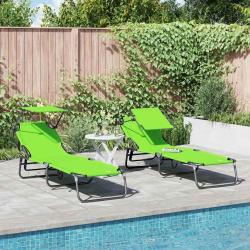 Chaise longue pliante 2 pcs Vert 190 x 57 x 81 cm oxford