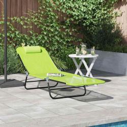 Chaise longue pliante Vert 182 x 55 x 85,5 cm Textil&egrave;ne
