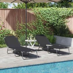 Chaise longue pliante 2 pcs Noir 188 x 57 x 86,5 cm Polyester