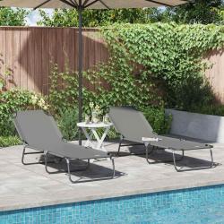 Chaise longue pliante 2 pcs Gris 188 x 57 x 86,5 cm Polyester