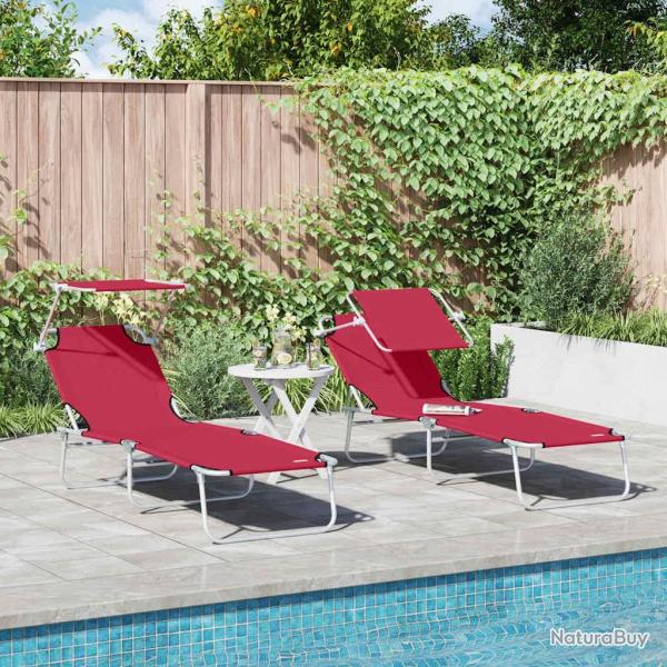 Transat 2 pcs Rouge 58 x 188 x 77cm Polyester