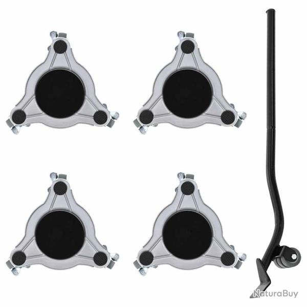 Roulettes pour meubles 4 pi�ces avec �l�vateur 19 x 17,5 x 6 cm Acier 1�000 kg