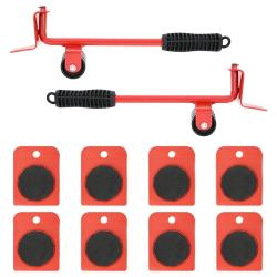 Roulettes pour meubles 8 pi&egrave;ces avec &eacute;l&eacute;vateurs Rouge 9,8 x 7,5 x 3 cm 150 kg