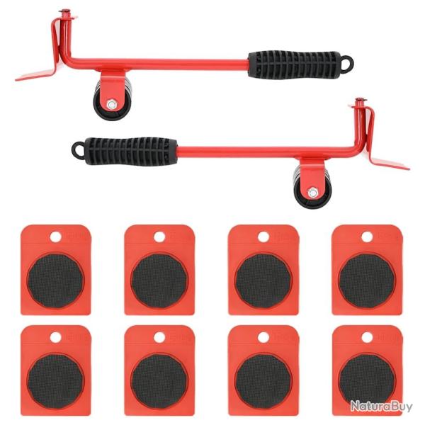 Roulettes pour meubles 8 pi�ces avec �l�vateurs Rouge 9,8 x 7,5 x 3 cm 150 kg