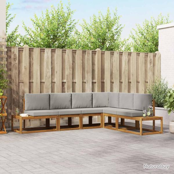 Ensemble de canap�s d'ext�rieur 6 Pi�ce Gris Naturel et Clair