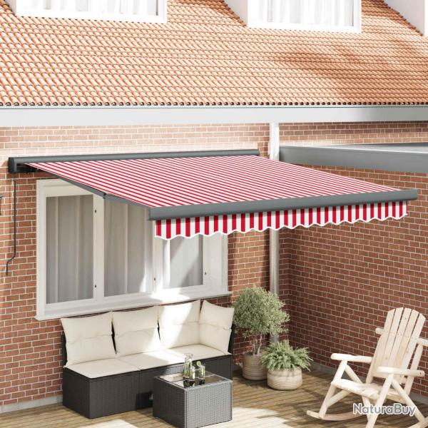 Auvent R�tractable Rouge et Blanc 300 x 250 cm Tissu et M�tal