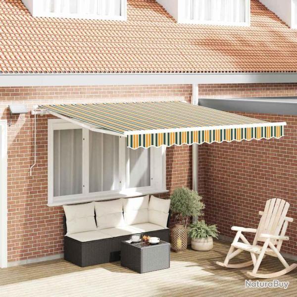 Auvent R�tractable Vert et jaune 350 x 250 cm Tissu et acier