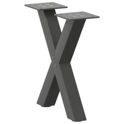 Pieds de table basse en forme de X, 2 pi&egrave;ces, anthracite, 37 x (30-31) cm, acier