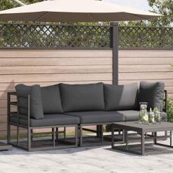 Mobilier de jardin 3 Pi&egrave;ce Noir et anthracite M&eacute;tal