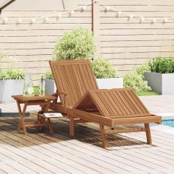Chaise longue avec coussin 2 pcs Marron Bois de teck massif