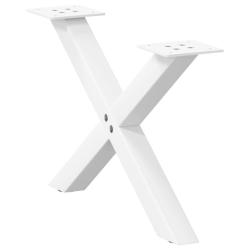Pieds de table basse en forme de X, 2 pi&egrave;ces, blanc, 50 x (30-31) cm, acier
