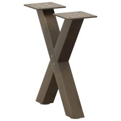 Pieds de table basse en forme de X, 2 pi&egrave;ces, acier naturel, 37 x (30-31) cm