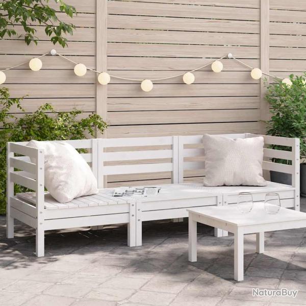 Canap� de jardin 3 places blanc bois de pin massif