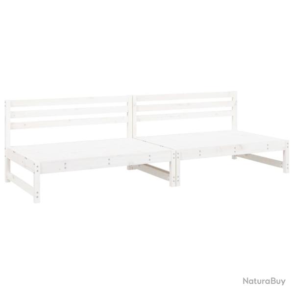 Canap�s centraux de jardin 2pcs blanc 120x80 cm bois pin massif