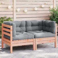 Canap&eacute; d'angle de jardin avec coussins 2pcs bois massif douglas